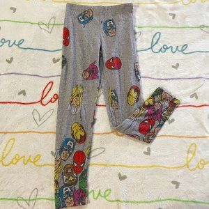 Marvel Gray Avengers Comic Legging Stretch Pants Girls sz Small 6 / 6x